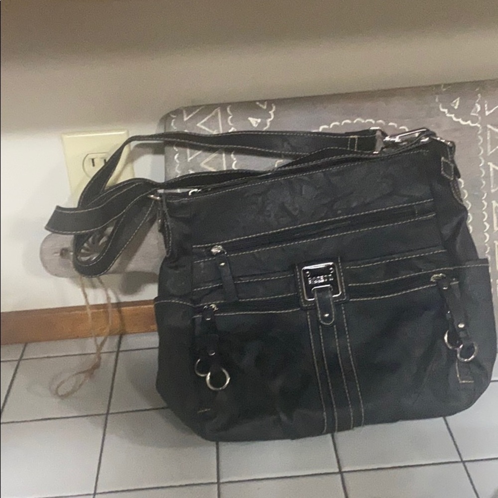 Black strappy shoulder purse